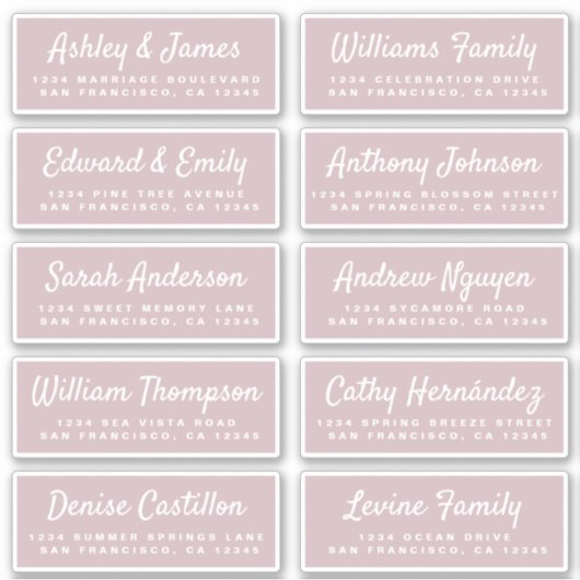 Chic Calligraphy Wedding Guest Adresetiketten Sticker (Voorkant)