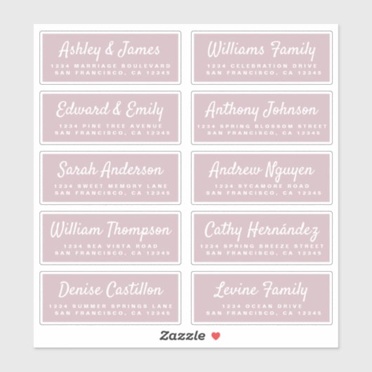 Chic Calligraphy Wedding Guest Adresetiketten Sticker (Vel)