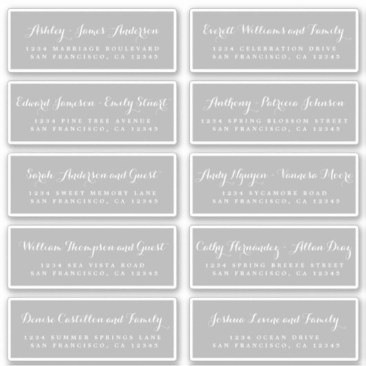 Chic Calligraphy Wedding Guest Adresetiketten Sticker (Voorkant)