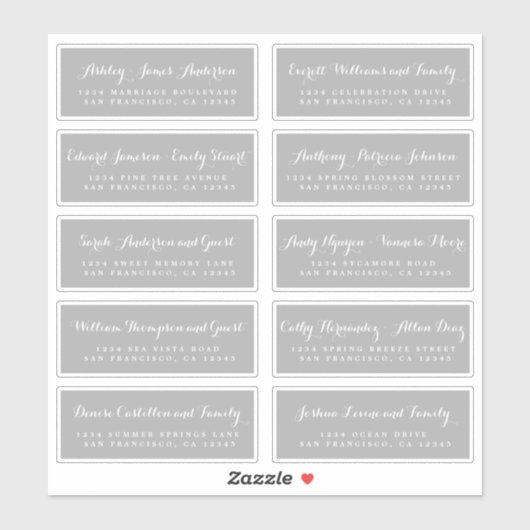 Chic Calligraphy Wedding Guest Adresetiketten Sticker (Vel)