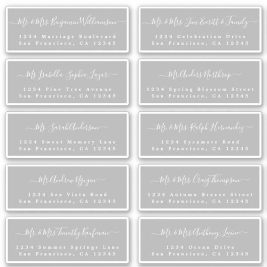 Chic Calligraphy Wedding Guest Adresetiketten Sticker (Voorkant)