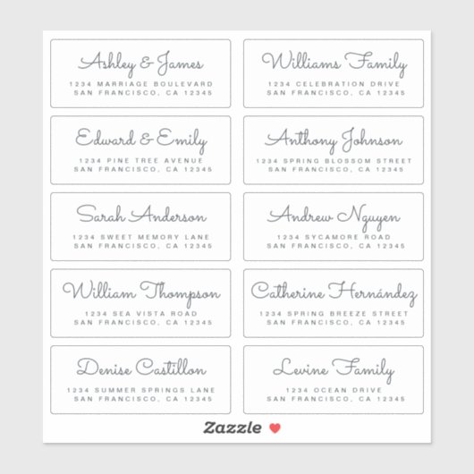 Chic Calligraphy Wedding Guest Adresetiketten Sticker (Vel)