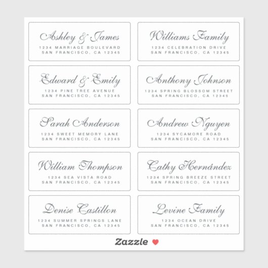 Chic Calligraphy Wedding Guest Adresetiketten Sticker (Vel)