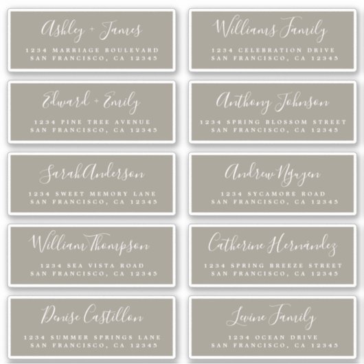 Chic Calligraphy Wedding Guest Adresetiketten Sticker (Voorkant)