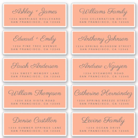 Chic Calligraphy Wedding Guest Adresetiketten Sticker (Voorkant)