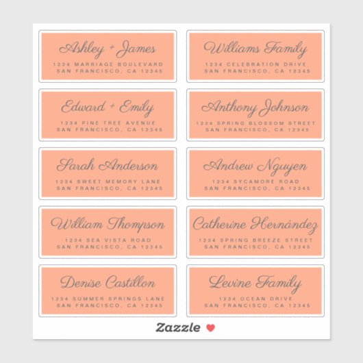 Chic Calligraphy Wedding Guest Adresetiketten Sticker (Vel)