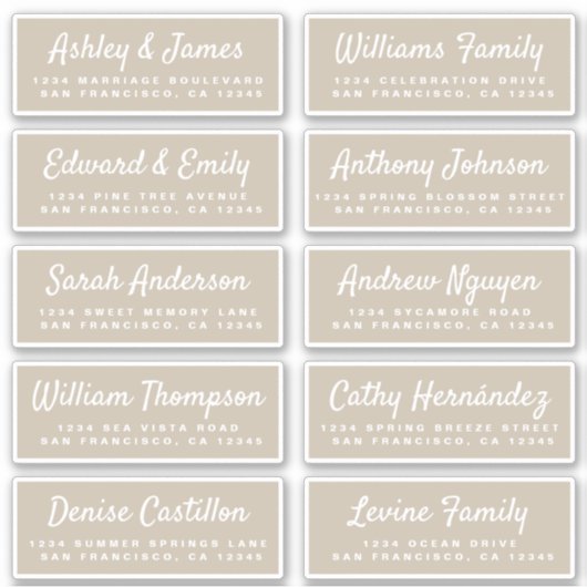 Chic Calligraphy Wedding Guest Adresetiketten Sticker (Voorkant)