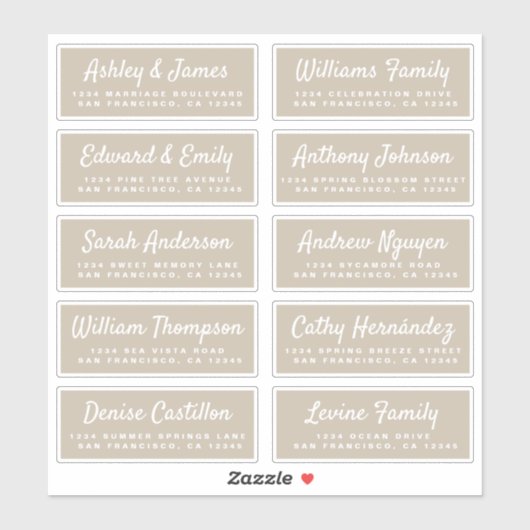 Chic Calligraphy Wedding Guest Adresetiketten Sticker (Vel)
