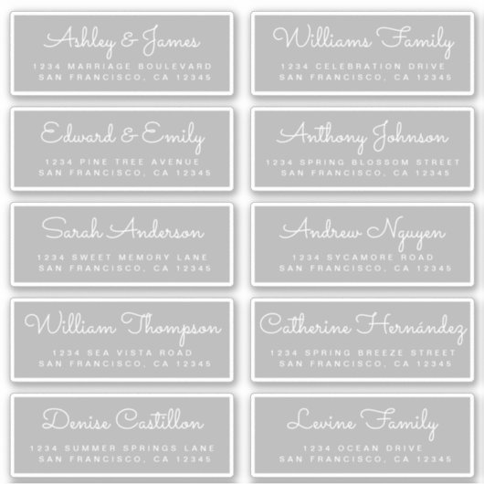 Chic Calligraphy Wedding Guest Adresetiketten Sticker (Voorkant)