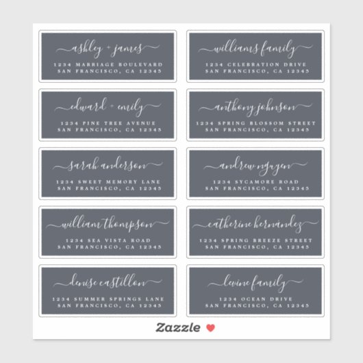 Chic Calligraphy Wedding Guest Adresetiketten Sticker (Vel)