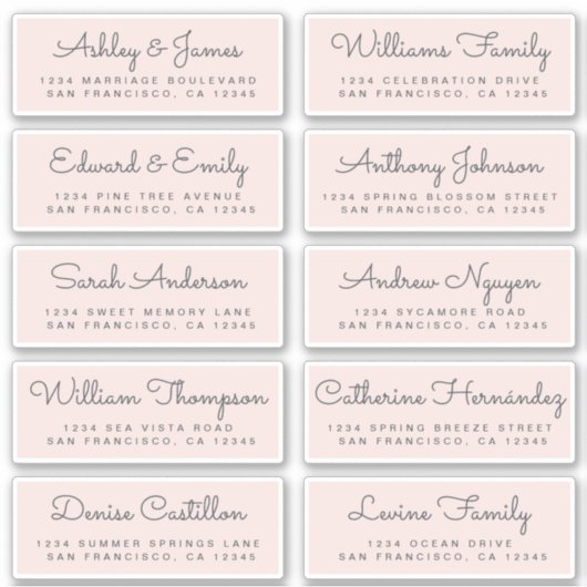 Chic Calligraphy Wedding Guest Adresetiketten Sticker (Voorkant)