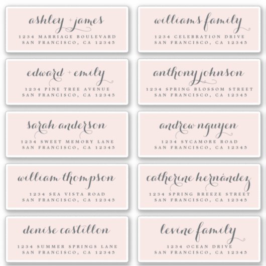Chic Calligraphy Wedding Guest Adresetiketten Sticker (Voorkant)