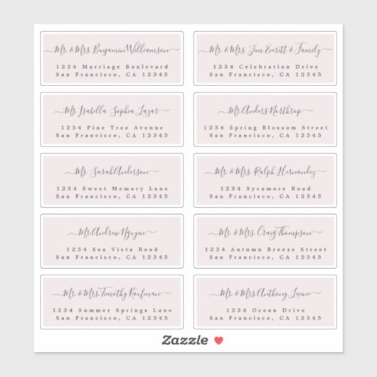 Chic Calligraphy Wedding Guest Adresetiketten Sticker (Vel)