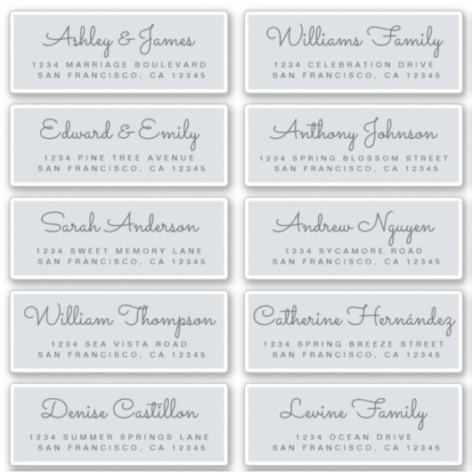 Chic Calligraphy Wedding Guest Adresetiketten Sticker (Voorkant)