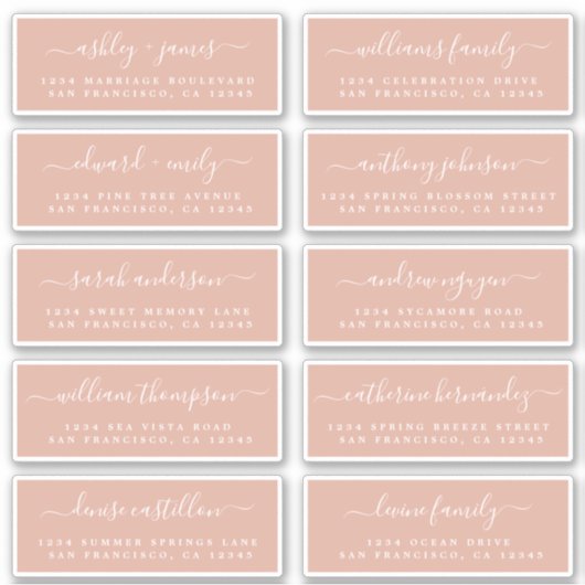 Chic Calligraphy Wedding Guest Adresetiketten Sticker (Voorkant)