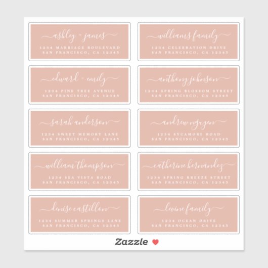 Chic Calligraphy Wedding Guest Adresetiketten Sticker (Vel)