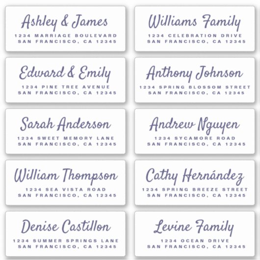 Chic Calligraphy Wedding Guest Adresetiketten Sticker (Voorkant)