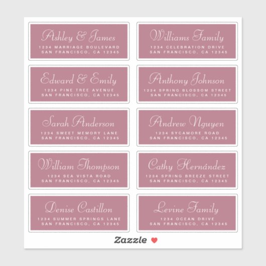 Chic Calligraphy Wedding Guest Adresetiketten Sticker (Vel)