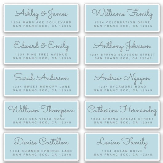 Chic Calligraphy Wedding Guest Adresetiketten Sticker (Voorkant)