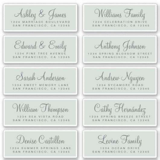 Chic Calligraphy Wedding Guest Adresetiketten Sticker (Voorkant)