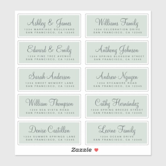 Chic Calligraphy Wedding Guest Adresetiketten Sticker (Vel)