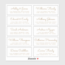 Chic Calligraphy Wedding Guest Adresetiketten Sticker