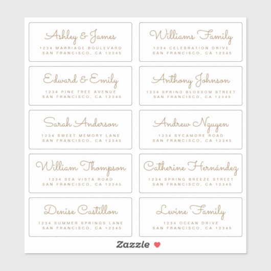 Chic Calligraphy Wedding Guest Adresetiketten Sticker (Vel)