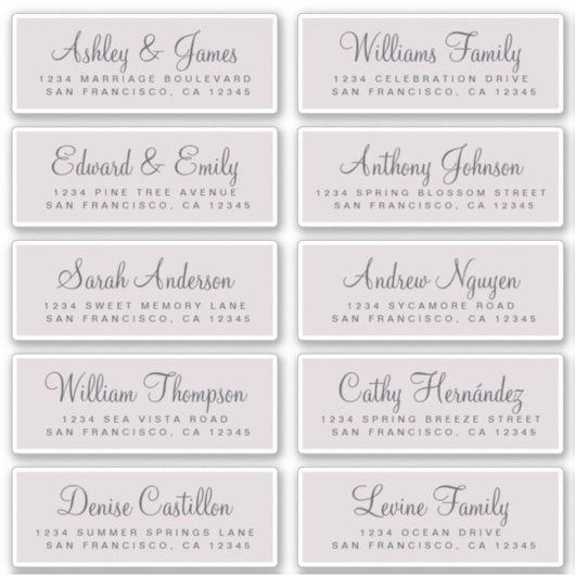 Chic Calligraphy Wedding Guest Adresetiketten Sticker (Voorkant)
