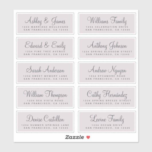 Chic Calligraphy Wedding Guest Adresetiketten Sticker (Vel)