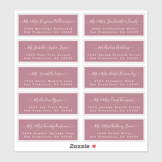 Chic Calligraphy Wedding Guest Adresetiketten Sticker (Vel)