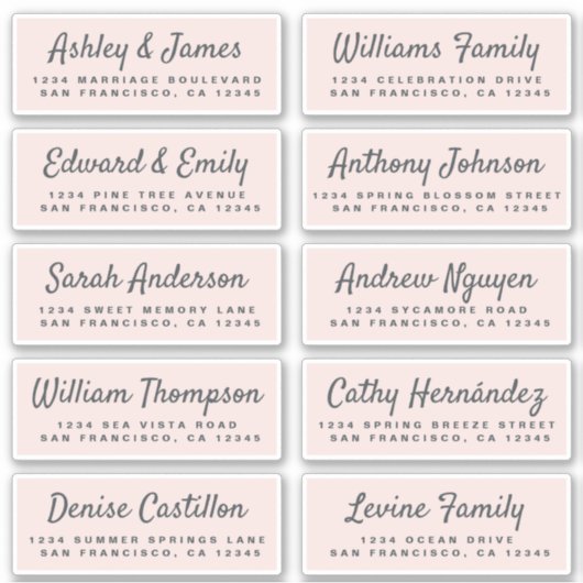 Chic Calligraphy Wedding Guest Adresetiketten Sticker (Voorkant)