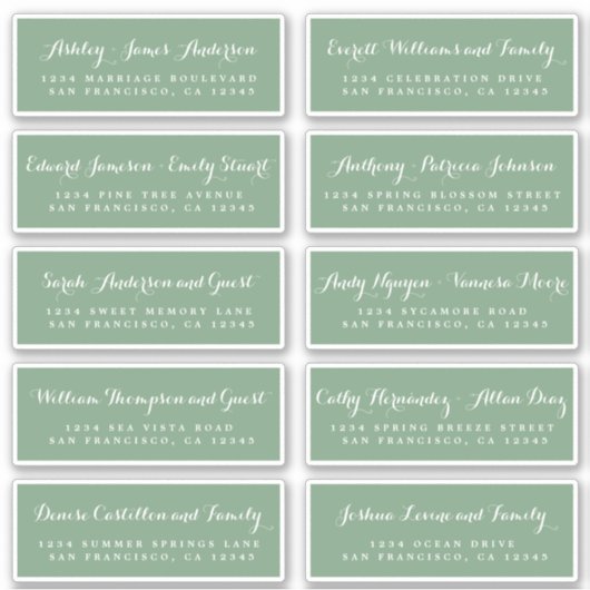 Chic Calligraphy Wedding Guest Adresetiketten Sticker (Voorkant)