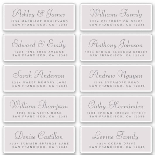 Chic Calligraphy Wedding Guest Adresetiketten Sticker (Voorkant)