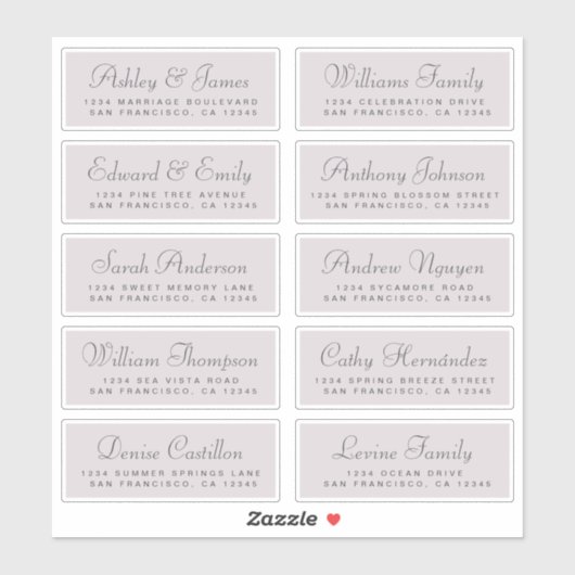 Chic Calligraphy Wedding Guest Adresetiketten Sticker (Vel)