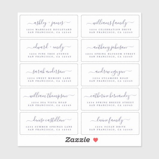 Chic Calligraphy Wedding Guest Adresetiketten Sticker (Vel)