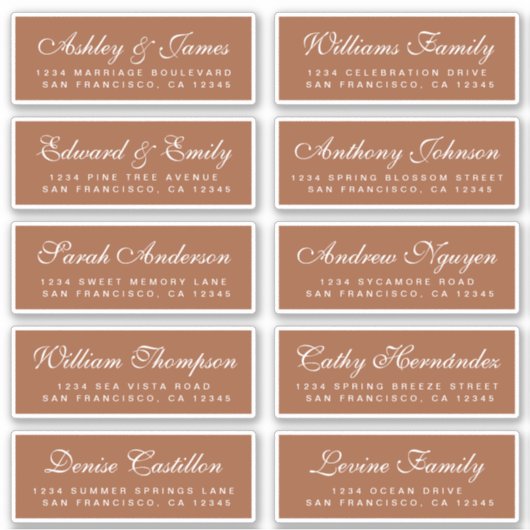 Chic Calligraphy Wedding Guest Adresetiketten Sticker (Voorkant)