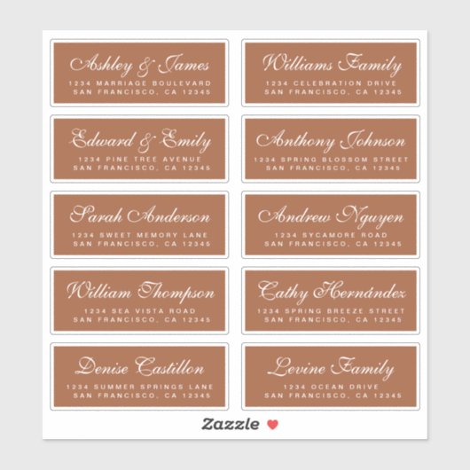 Chic Calligraphy Wedding Guest Adresetiketten Sticker (Vel)