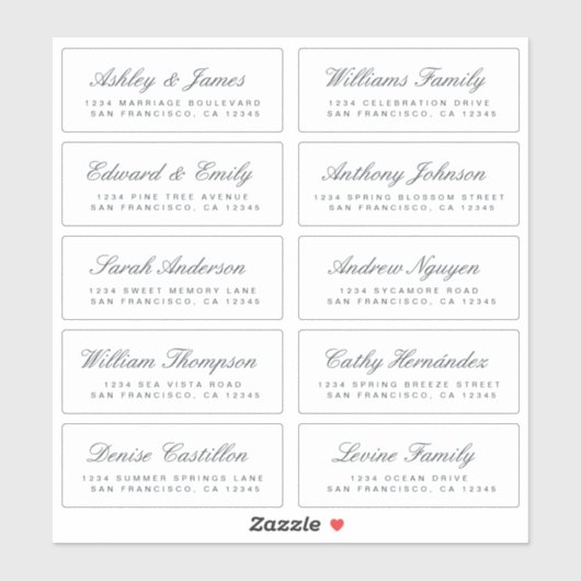 Chic Calligraphy Wedding Guest Adresetiketten Sticker (Vel)