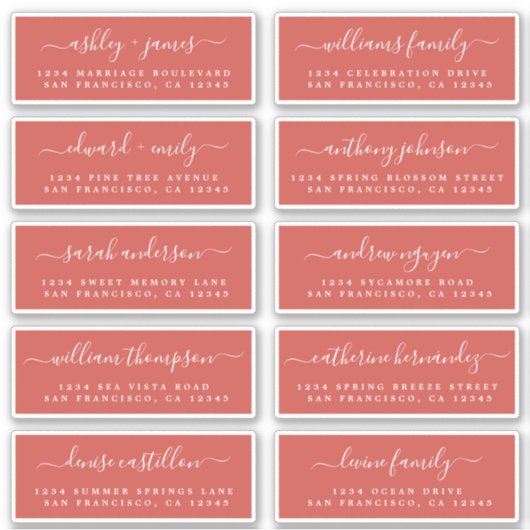 Chic Calligraphy Wedding Guest Adresetiketten Sticker (Voorkant)