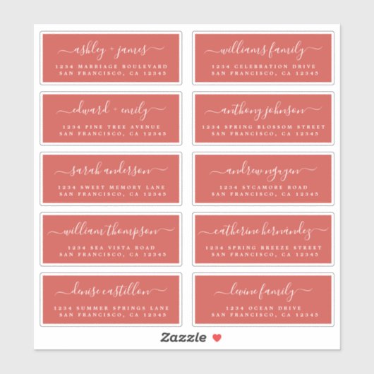 Chic Calligraphy Wedding Guest Adresetiketten Sticker (Vel)