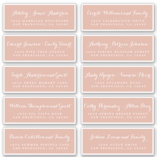 Chic Calligraphy Wedding Guest Adresetiketten Sticker (Voorkant)
