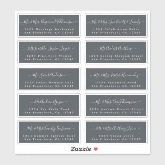 Chic Calligraphy Wedding Guest Adresetiketten Sticker (Vel)
