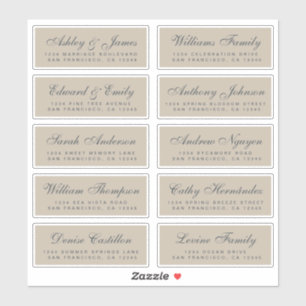 Chic Calligraphy Wedding Guest Adresetiketten Sticker