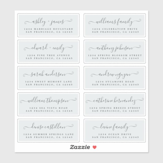 Chic Calligraphy Wedding Guest Adresetiketten Sticker (Vel)