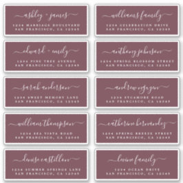 Chic Calligraphy Wedding Guest Adresetiketten Sticker