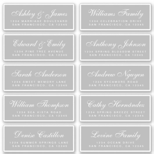 Chic Calligraphy Wedding Guest Adresetiketten Sticker (Voorkant)