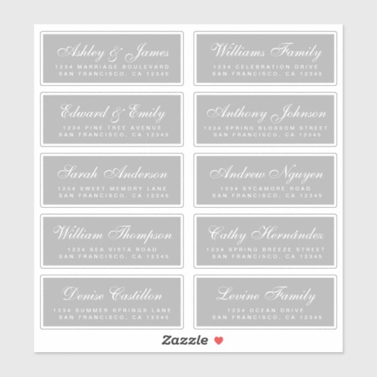 Chic Calligraphy Wedding Guest Adresetiketten Sticker (Vel)