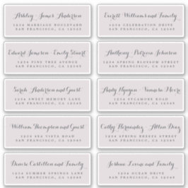 Chic Calligraphy Wedding Guest Adresetiketten Sticker