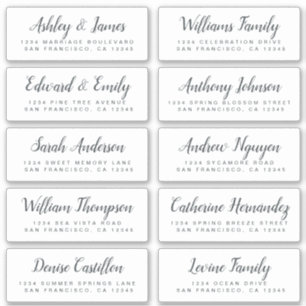 Chic Calligraphy Wedding Guest Adresetiketten Sticker