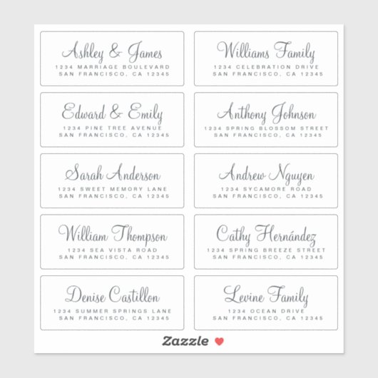 Chic Calligraphy Wedding Guest Adresetiketten Sticker (Vel)